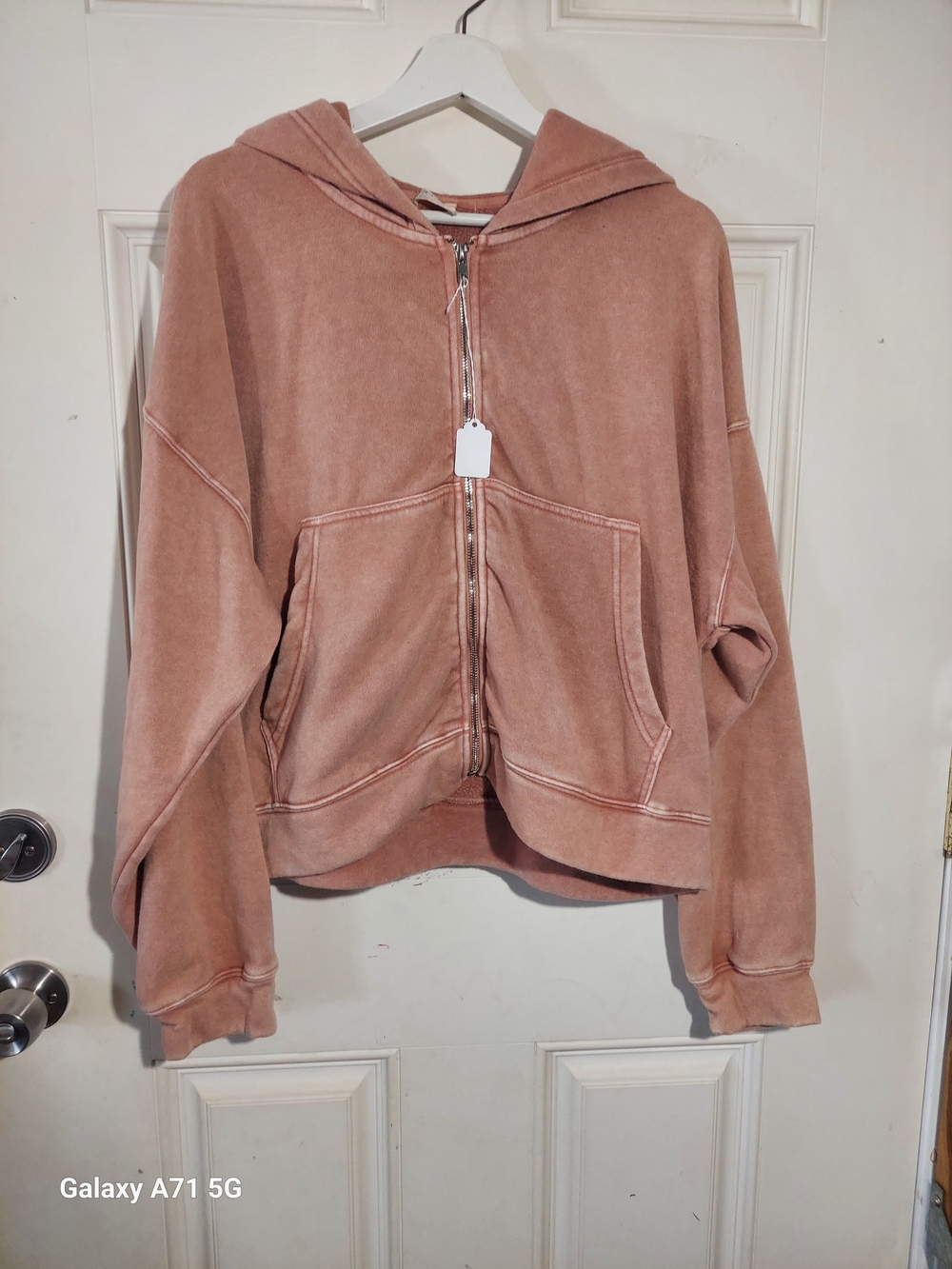Free People Movement Mineral Wash Cropped Zip Oversized Hoodie M